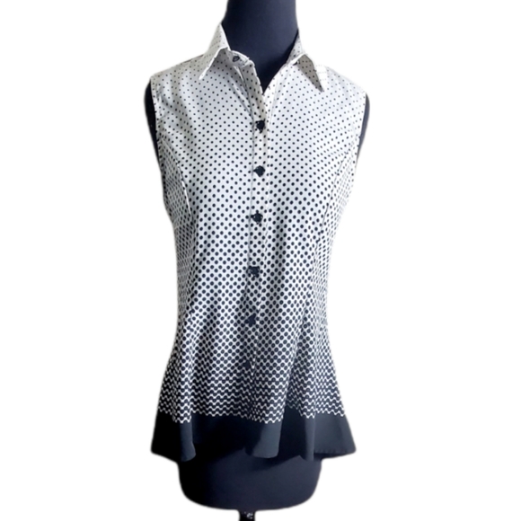 Signature Collection high low polka dot sleeveless top size small petite - Picture 1 of 8